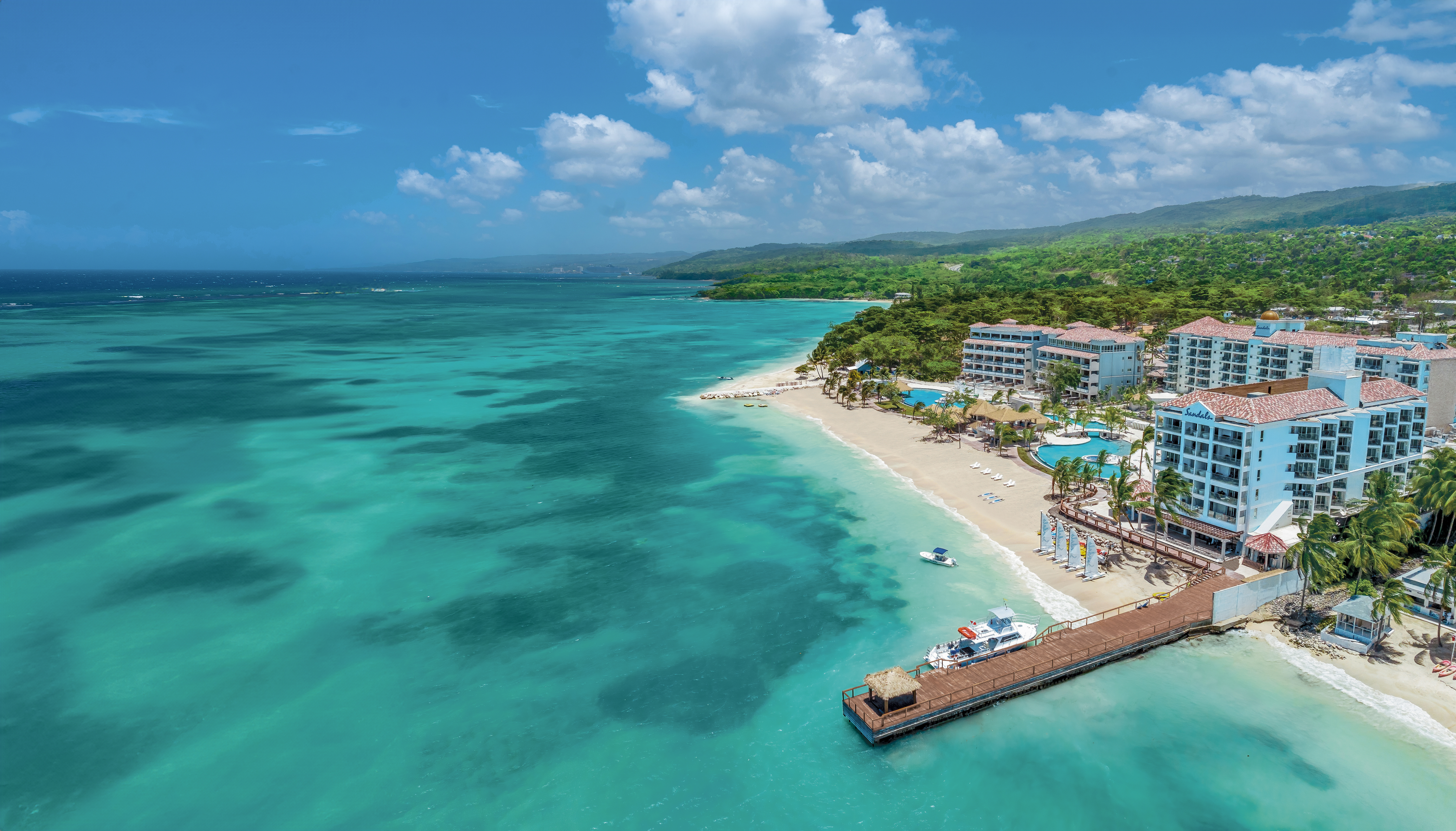 Sandals resort pool and Caribbean vacation setting